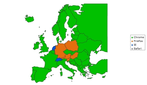  Copyright by Statcounter, Auswertung zeigt die Verbreitung in Europa der letzten 3 Monate.