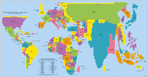 World Map Adjusted for Population Size